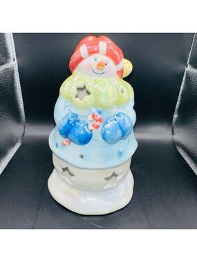 NWT Yankee Candle Christmas Snowman Tea Light Holder 2001